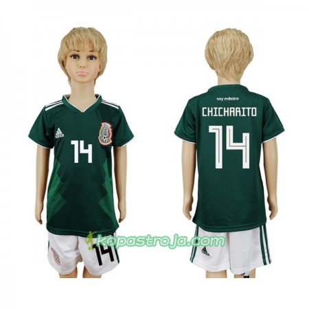 Billiga Fotbollströjor Mexiko Chicharito 14 Barn VM 2018 Hemma tröja